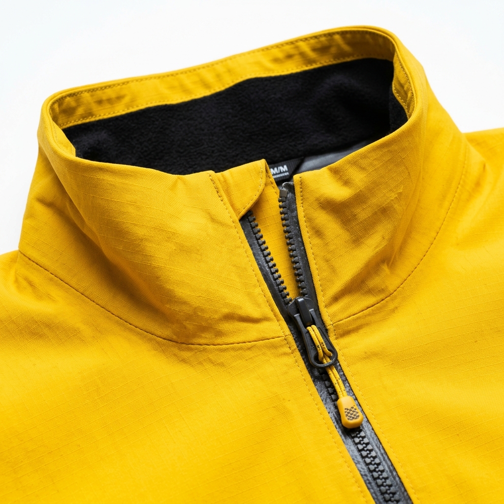 Detail, collar and zip